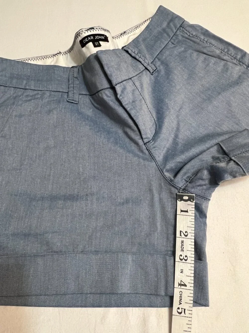 Dear John Denim Shorts Womens 27 Sea Blue Chambray Cuffed Casual Summer